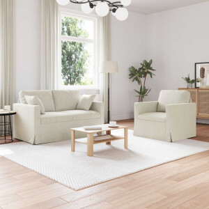 vidaXL Bankstel 2 pcs Crème 138 x 78 x 80 cm Fluweel