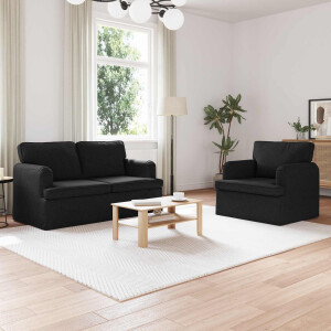 vidaXL Bankstel 2 pcs Zwart 144 x 80 x 85 cm Stof