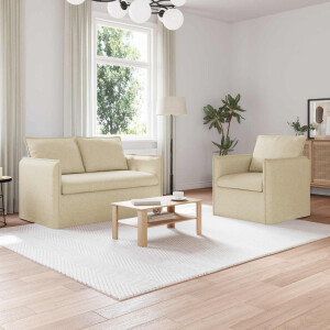 vidaXL Bankstel 2 pcs Crèmekleurig 136 x 82 x 85 cm Stof