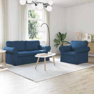 vidaXL Bankstel 2 pcs Blauw 175 x 82 x 80 cm Stof