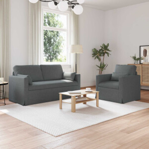 vidaXL Bankstel 2 pcs Donkergrijs 158 x 78 x 80 cm Stof