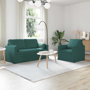 vidaXL Bankstel 2 pcs Donkergroen 158 x 78 x 80 cm Stof