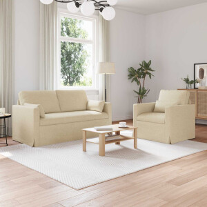 vidaXL Bankstel 2 pcs Crème 158 x 78 x 80 cm Stof