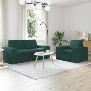 vidaXL Bankstel 2 pcs Donkergroen 182 x 80 x 82 cm Stof