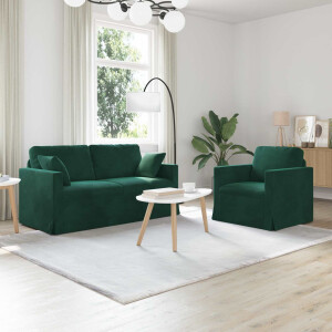vidaXL Bankstel 2 pcs Donkergroen 158 x 78 x 80 cm Fluweel