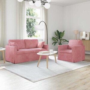 vidaXL Bankstel 2 pcs Roze 158 x 78 x 80 cm Fluweel