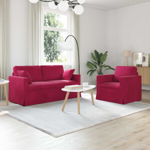 vidaXL Bankstel 2 pcs Wijnrood 158 x 78 x 80 cm Fluweel