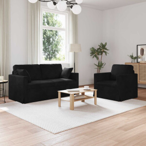 vidaXL Bankstel 2 pcs Zwart 158 x 78 x 80 cm Fluweel