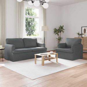 vidaXL Bankstel 2 pcs Donkergrijs 162 x 80 x 85 cm Stof