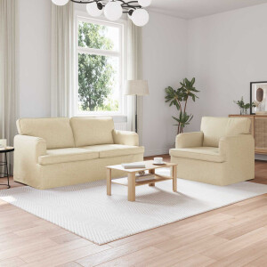 vidaXL Bankstel 2 pcs Crème 162 x 80 x 85 cm Stof