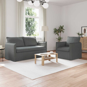 vidaXL Bankstel 2 pcs Donkergrijs 156 x 82 x 85 cm Stof