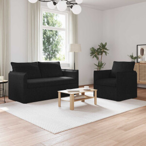 vidaXL Bankstel 2 pcs Zwart 156 x 82 x 85 cm Stof