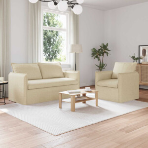 vidaXL Bankstel 2 pcs Crèmekleurig 156 x 82 x 85 cm Stof