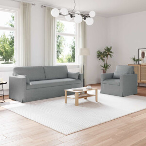 vidaXL Bankstel 2 pcs Lichtgrijs 198 x 78 x 80 cm Stof