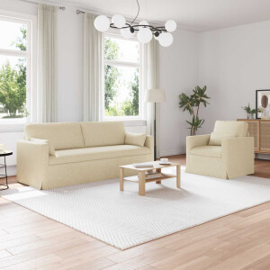 vidaXL Bankstel 2 pcs Crème 198 x 78 x 80 cm Stof