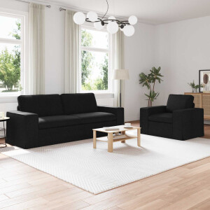 vidaXL Bankstel 2 pcs Zwart 222 x 80 x 82 cm Stof