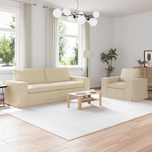 vidaXL Bankstel 2 pcs Crème 222 x 80 x 82 cm Stof