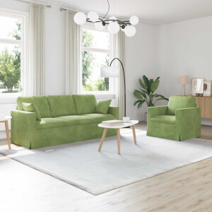 vidaXL Bankstel 2 pcs Lichtgroen 198 x 78 x 80 cm Fluweel