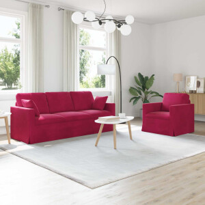 vidaXL Bankstel 2 pcs Wijnrood 198 x 78 x 80 cm Fluweel