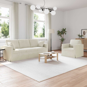 vidaXL Bankstel 2 pcs Crème 198 x 78 x 80 cm Fluweel
