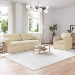 vidaXL Bankstel 2 pcs Crèmekleurig 196 x 82 x 85 cm Stof