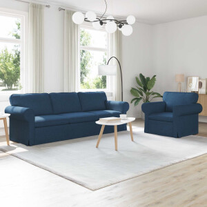vidaXL Bankstel 2 pcs Blauw 245 x 82 x 80 cm Stof