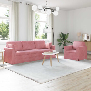 vidaXL Bankstel 2 pcs Roze 228 x 78 x 80 cm Fluweel