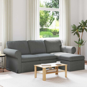 vidaXL Bank Donkergrijs 215 x 138 x 80 cm Stof