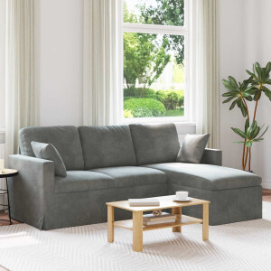 vidaXL Bank Donkergrijs 198 x 134 x 80 cm Fluweel