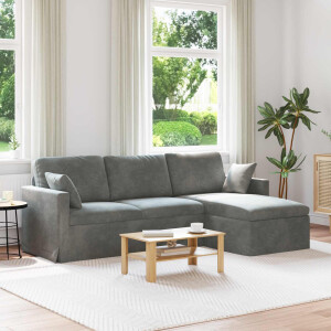 vidaXL Bank Donkergrijs 198 x 134 x 80 cm Fluweel