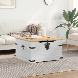 vidaXL storage box met plank Wit 78 x 78 x 45 cm Massief grenenhout
