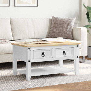 vidaXL Salontafel met lade Wit 85 x 50 x 45 cm Massief grenenhout