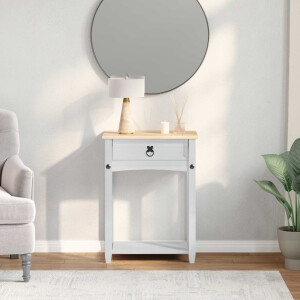 vidaXL Console tafel met lade Wit 55 x 35 x 73 cm Massief grenenhout