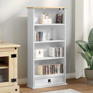 vidaXL CD kast Wit 52 x 17.5 x 103 cm Massief grenenhout