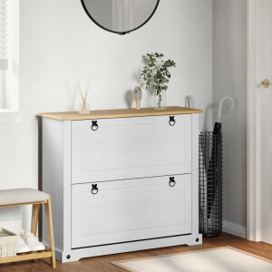 vidaXL Schoenenkast Corona Wit 99 x 32 x 85 cm Massief grenenhout