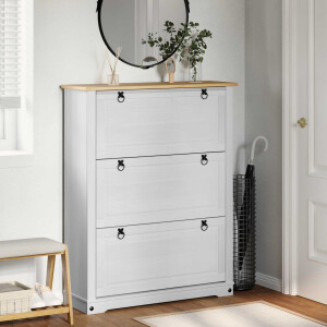 vidaXL Schoenenkast Corona Wit 99 x 32 x 122 cm Massief grenenhout