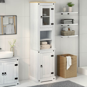 vidaXL Badkamerkast met plank Wit 50 x 40 x 185 cm Massief grenenhout