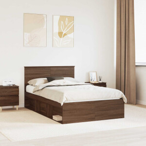 vidaXL Bedframe met hoofdeinde Bruin Eiken 120 x 200 cm Bewerkt hout