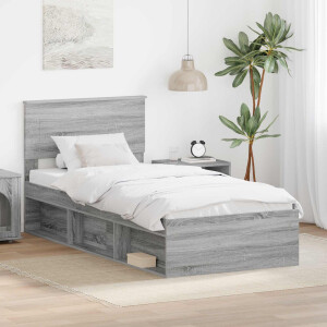 vidaXL Bedframe met hoofdeinde Grijs Sonoma 75 x 190 cm Bewerkt hout