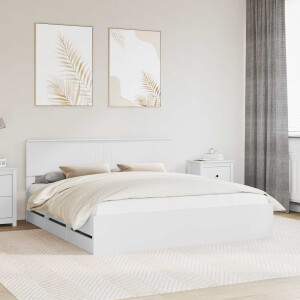 vidaXL Bedframe met lade met opslag Wit 200 x 200 cm Ingenieurshout