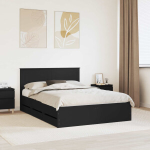 vidaXL Bedframe met lade met opslag Zwart 160 x 200 cm Ingenieurshout