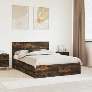 vidaXL Bedframe met lade Gerookt eiken 160 x 200 cm Ingenieurshout