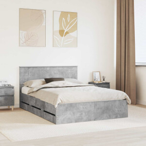 vidaXL Bedframe met lade Beton Grijs 140 x 190 cm Ingenieurshout