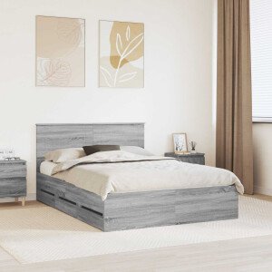 vidaXL Bedframe met lade Grijs Sonoma 140 x 200 cm Ingenieurshout