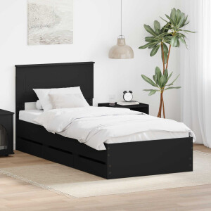 vidaXL Bedframe met lade met opslag Zwart 100 x 200 cm Ingenieurshout