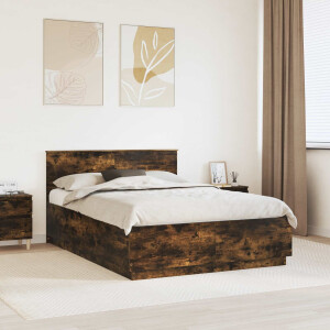 vidaXL Bedframe met hoofdeinde Gerookt eiken 160 x 200 cm Bewerkt hout