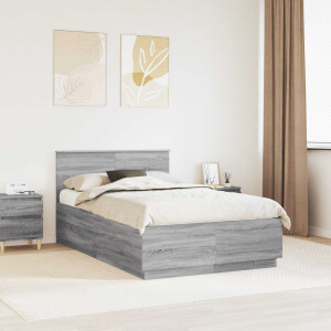 vidaXL Bedframe met hoofdeinde Grijs Sonoma 120 x 200 cm Bewerkt hout