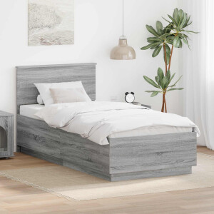vidaXL Bedframe met hoofdeinde Grijs Sonoma 100 x 200 cm Bewerkt hout