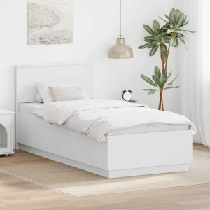 vidaXL Bedframe met LED-striplichten Wit 70 x 190 cm Bewerkt hout
