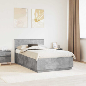 vidaXL Bedframe met hoofdeinde Betongrijs 135 x 190 cm Bewerkt hout
